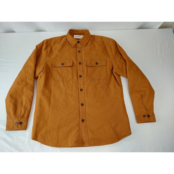 Line of Trade Men's Large Twill Insulated Lined Jacket Shacket Brown Button Up - Picture 1 of 11